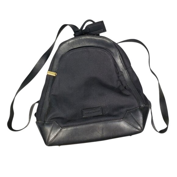 Cole Haan Leather & Canvas Backpack Bag Black Travel Everyday Casual Sleek - Picture 1 of 10